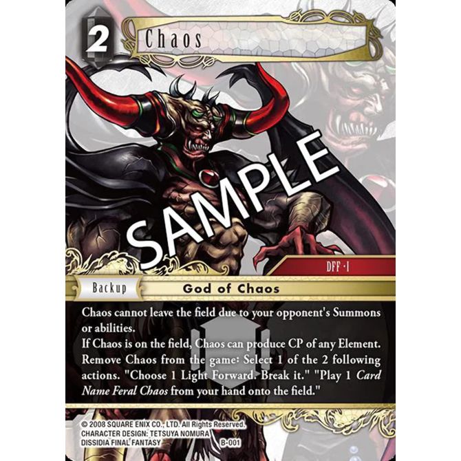Igralne karte Final Fantasy TCG Multiplayer Challenge Boss Deck Chaos, angleška različica 2
