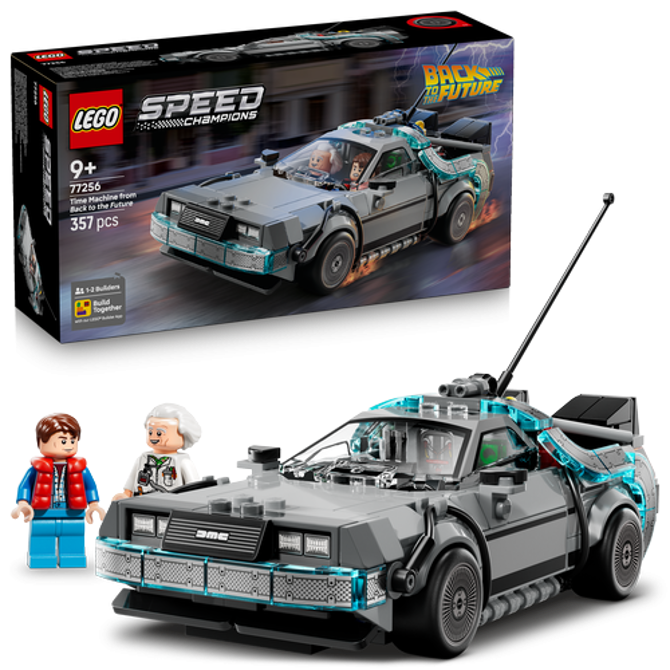 Kocke Lego Speed Champions Časovni stroj, konstrukcijska igrača iz filma Nazaj v prihodnost, 357 kos, od 9. let (77256) 2