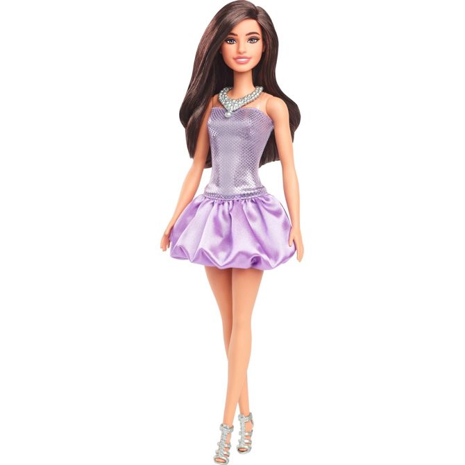 Lutka Mattel Barbie Fashionista v bleščeči obleki s satenastim krilom, od 3. let, plastika 3