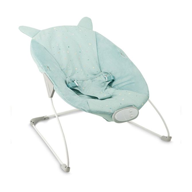 MoMi GLOSSY otroški gugalnik / zibelka, 3 načini zibanja, 8 melodij, lok z igračami, 3-točkovni varnostni pas, visokokakovostna tkanina, protizdrsne nogice, moder 2