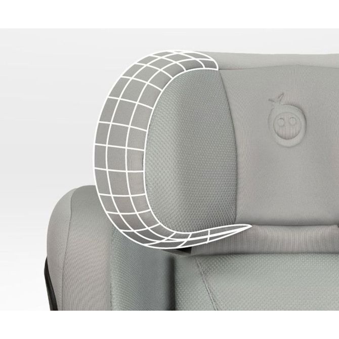 MoMi MEI otroški avtosedež, ISOFIX, nastavljiva višina, mehko oblazinjenje, širok sedež, mrežasta tkanina, za otroke 100-150cm, 84-63.5x51x49cm, siv 4