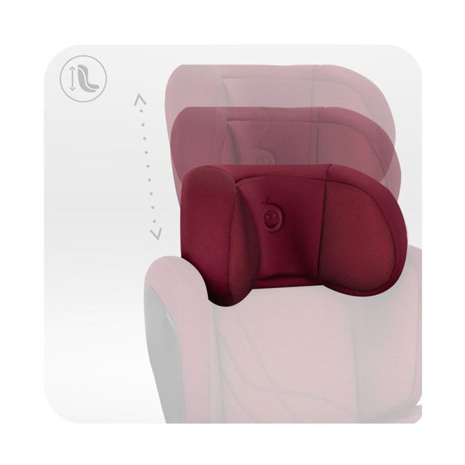 Otroški avtosedež MoMi MEI , ISOFIX, nastavljiva višina, mehko oblazinjenje, širok sedež, mrežasta tkanina, za otroke 100-150cm, 84-63.5x51x49cm, rdeč 4