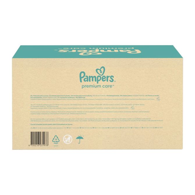 Pleničke Pampers Premium Care, vel. 3, 6–10 kg, 120kos + Robčki Harmonie Aqua 48kos 5