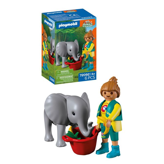 Playmobil Animals&Friends: Slonček in oskrbnik, 6 kos, od 4. let (72092) 2
