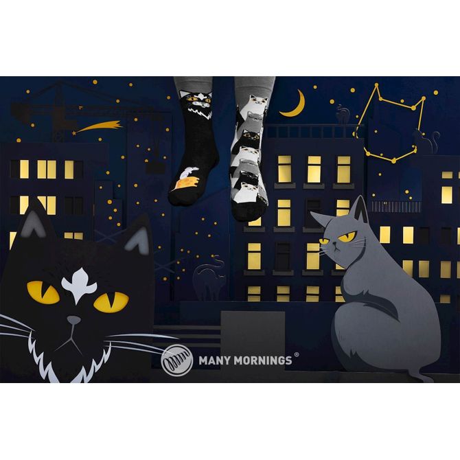 Many Mornings nogavice BLACK CAT, visoke, 39-42 2