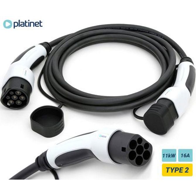 PLATINET PEVC11KW5B prenosni EV polnilni kabel, 11kW, 5m, TYPE 2, za električna / hibridna vozila, torba, črno-bel