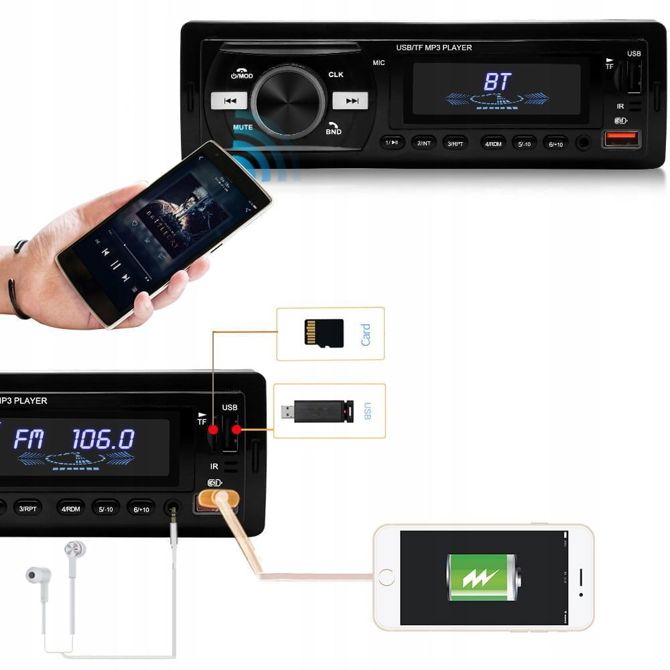 1DIN avtoradio Dexxer 4x50W MP3 2x USB 3.0 Bluetooth 12V 6