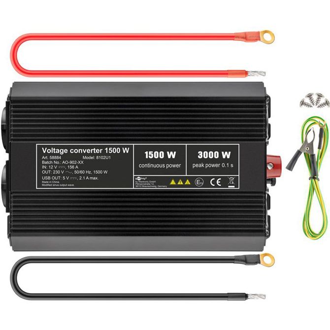 GOOBAY 12V-230V DC/AC USB-5V 1500W pretvornik inverter napajalnik 2