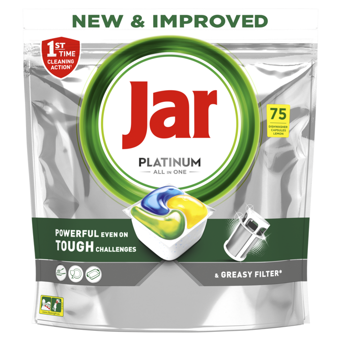 Kapsule za strojno pomivanje Jar Platinum Rumene, 75 kos
