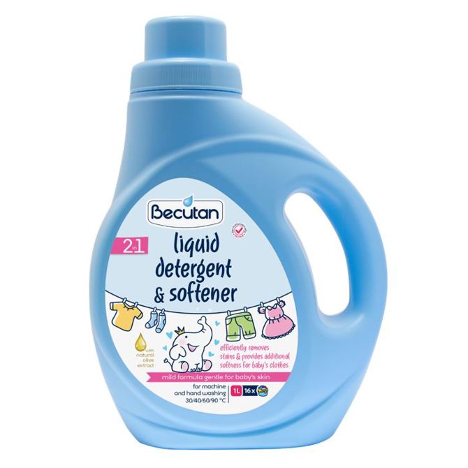 Otroški detergent in mehčalec Becutan 2V1, 1 L
