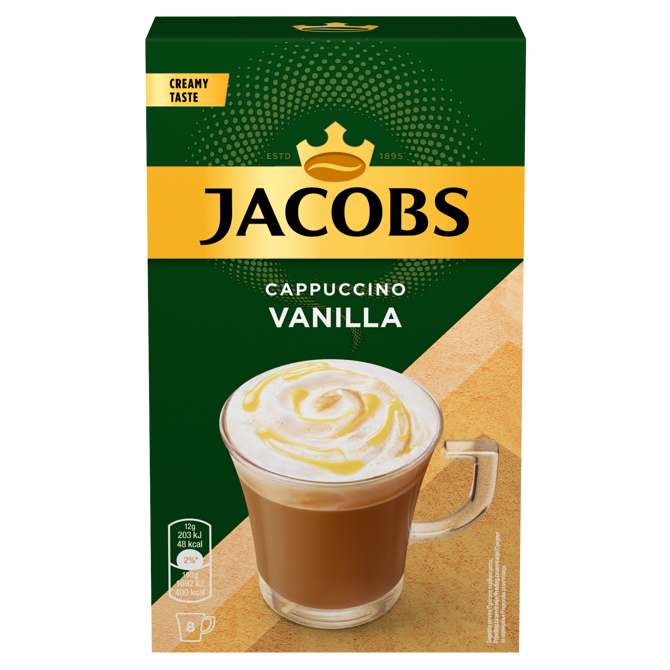 Instant kava Jacobs Cappuccino Vanilija, 8 x 18,5 g