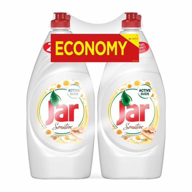 Dvojno pakiranje: detergent za ročno pomivanje posode Jar Sensitive Chamomile 2x900 ml