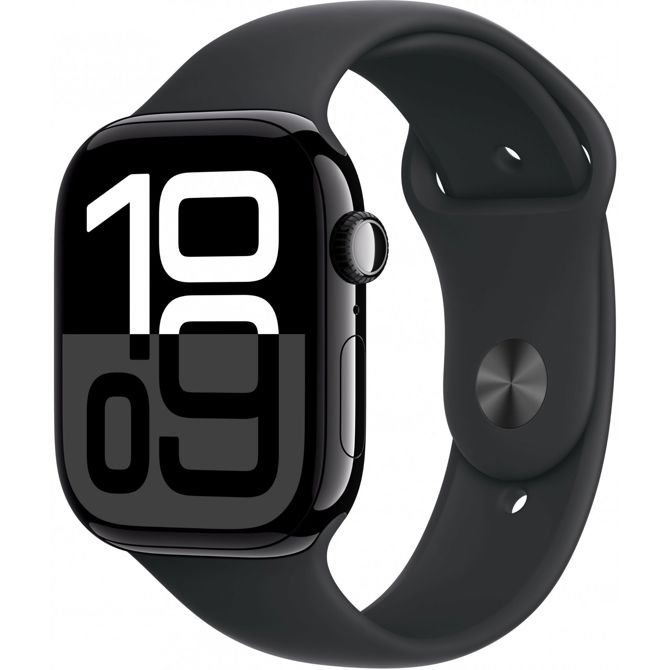 APPLE Watch Series 10 GPS + Cellular 46mm jet črno aluminijasto ohišje s črnim športnim pasom - S/M