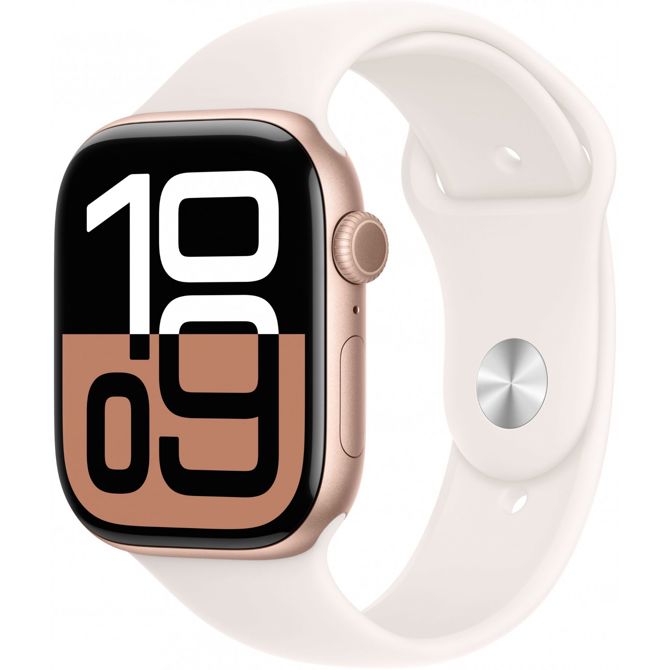 APPLE Watch Series 10 GPS + Cellular 46 mm aluminijasto ohišje iz rožnatega zlata s športnim paščkom Light Blush - S/M