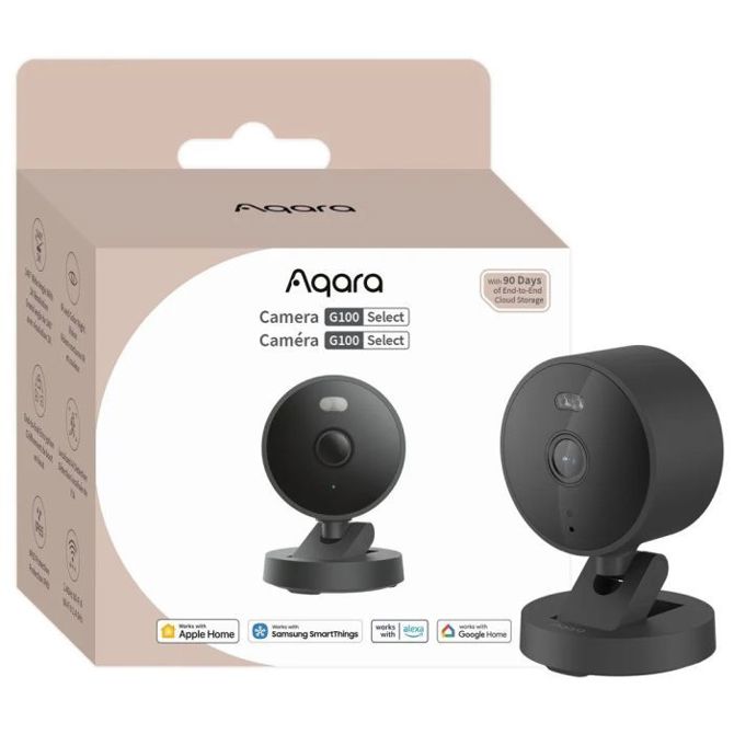 Varnostna kamera AQARA G100 za notranji in zunanji nadzor, Apple HomeKit, 2K, IP65, črne barve