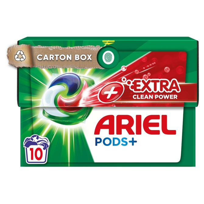 Kapsule za perilo Ariel All-in-1 Extra Clean Power, hladno pranje, večprekatna formula, 10 kosov