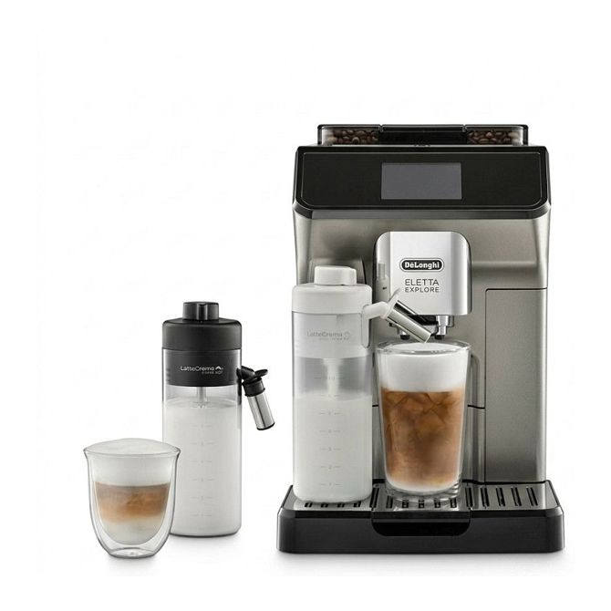Kavni aparat DeLonghi Eletta Explore ECAM450.55.S, popolnoma avtomatski, 19 barov, vgrajen mlinček, LatteCrema sistem, TFT zaslon