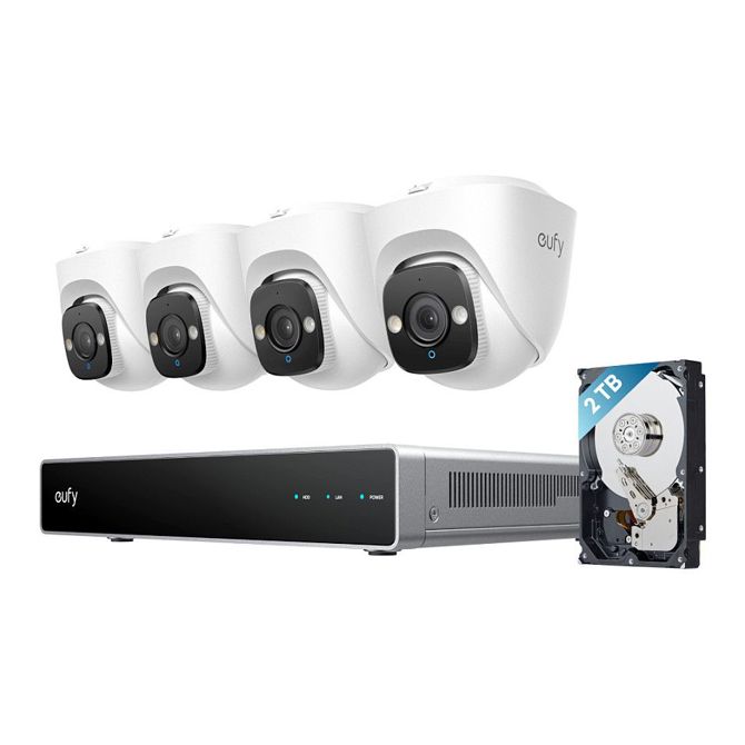 Varnostna kamera Eufy E41 8× 4K UHD kupolne kamere, 122° široki kot, barvni nočni vid, 2 TB trdi disk, zaznavanje z umetno inteligenco