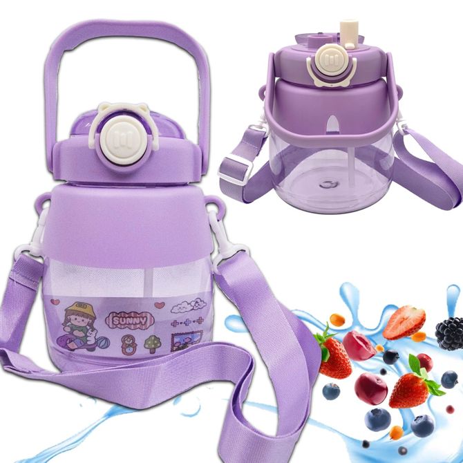 EXTRALINK PLASTENKA ZA ŠOLO VRTEC PLASTENKA S SLAMICO POVODEC ZA OTROKE 1L B-1049