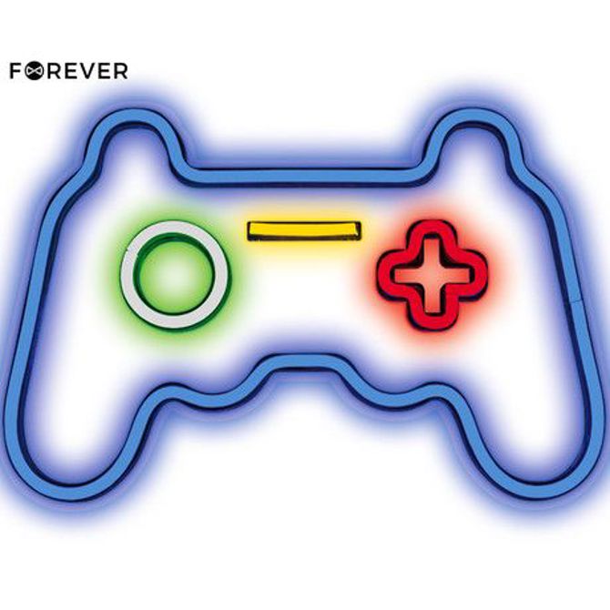 FOREVER Gamepad NEON LED luč, dekorativna, prilagodljiva svetlost, napajanje na USB, stikalo za vklop / izklop, modra, rdeča, zelena, rumena