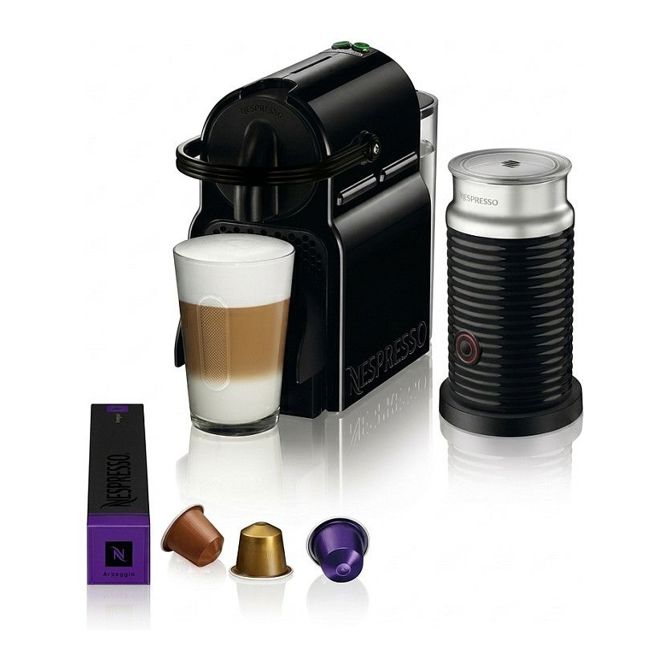 Kavni aparat DeLonghi Inissia EN 80.BAE, Nespresso kapsule, 19 barov, hitro segrevanje, priložen penilnik mleka, črna