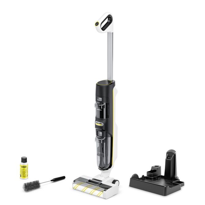Pomivalec tal s sesalno funkcijo Karcher FCV 4, 3-v-1 Xtra!Clean, 45 min baterija, Hygienic!Spin tehnologija, črna
