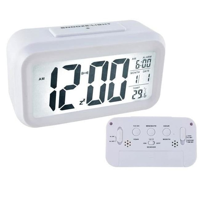 LED bela digitalna budilka in termometer