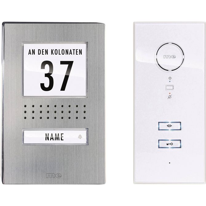 m-e modern-electronics  ADV 111 WW Audio  Vistadoor  vratni domofon  kabelska povezava  popoln komplet  1-družinska hiša  legirano jeklo, bela