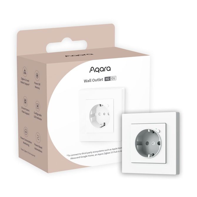Pametna vtičnica Aqara H2 merjenje porabe, podpora Alexa/Apple/Google/Matter/Thread/Zigbee, za notranjo uporabo, bela