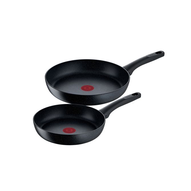 Ponev Tefal Black Stone komplet, 2-delni (Ø 28 cm, Ø 24 cm, nelepljiv premaz, indukcija, primerno za pomivalni stroj)