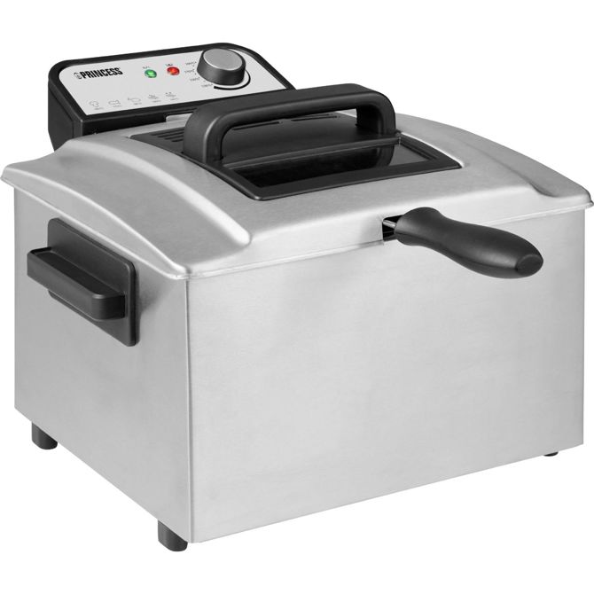 Princess  friteza 5 l 3270 W premaz proti sprijemanju, zašcita pred pregrevanjem srebrna, črna