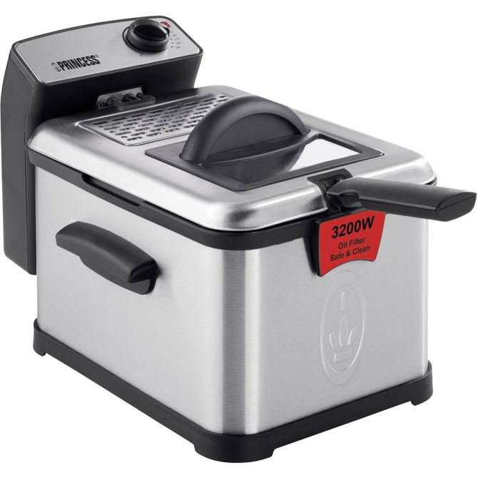 Princess Superior friteza s hladno cono 3 l 3200 W z rocnim nastavljanjem temperature legirano jeklo, črna