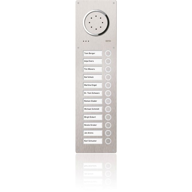 Vratni domofon Ritto by Schneider Electric 1812320 Acero, vratna postaja, 12 klicnih enot (12WE), iz nerjavečega jekla
