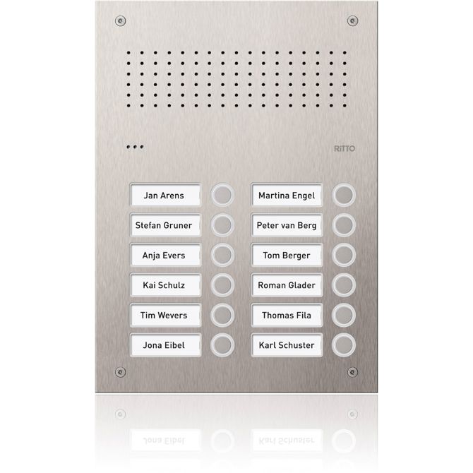 Vratni domofon Ritto by Schneider Electric RGE1812325 Acero Pur, vratna postaja, 12 klicnih enot (12WE), iz nerjavečega jekla