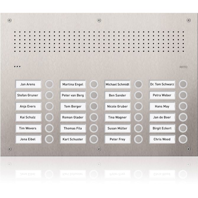 Vratni domofon Ritto by Schneider Electric RGE1814225 Acero Pur, vratna postaja, 24 klicnih enot (24WE), iz nerjavečega jekla
