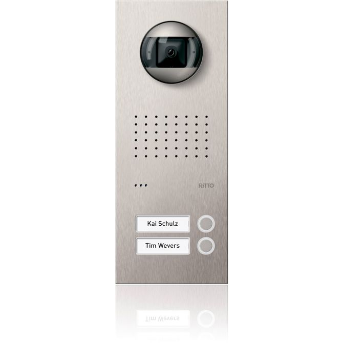 Video vratni domofon Ritto by Schneider Electric RGE1815225 Acero Pur, video vratna postaja, 2 klicni enoti (2WE), iz legiranega jekla