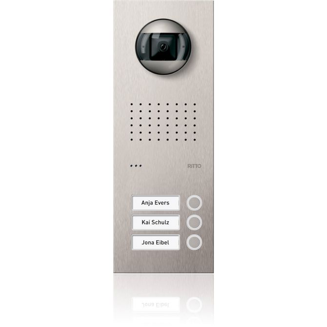 Video vratni domofon Ritto by Schneider Electric RGE1815325 Acero Pur, video vratna postaja, 3 klicne enote (3WE), iz legiranega jekla