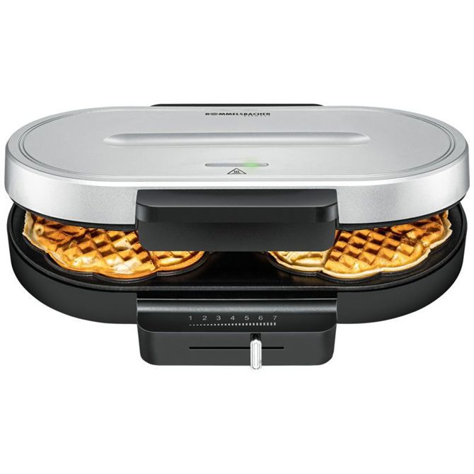 Pekač za vaflje Rommelsbacher WA 1250  srebrno / črn, regulacija temperature, 1250 W (WA1250)