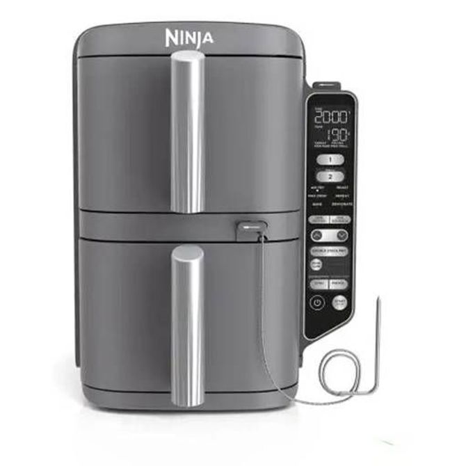 Cvrtnik na vroč zrak Ninja SL451EU, 9,5 l, dvojni predal, digitalni termometer, 6 funkcij, črne barve