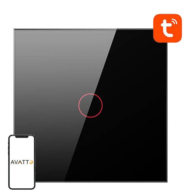 Pametno stikalo za luč ZigBee Avatto LZTS02-EU-B1 1 Way No Neutral TUYA (črno)