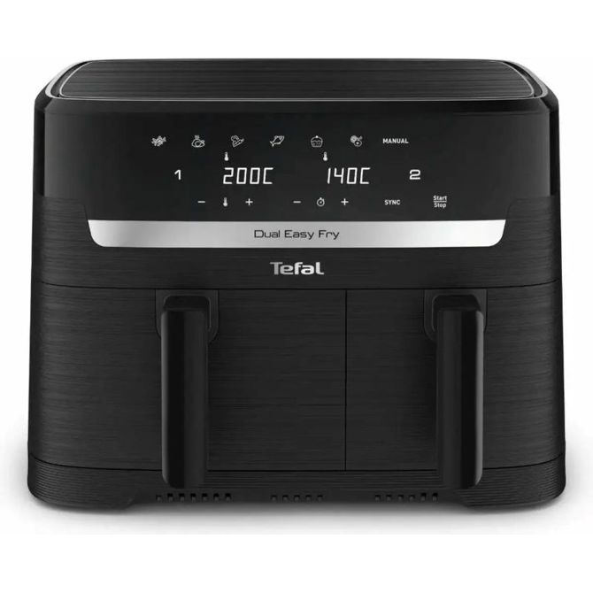 Cvrtnik na vroč zrak Tefal Dual Easy Fry EY901N10, 8,3 l, 2700 W, dvojna posoda, LCD zaslon