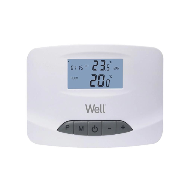 Termostat sobni digitalni, LCD, programljiv, WELL Thermal-P