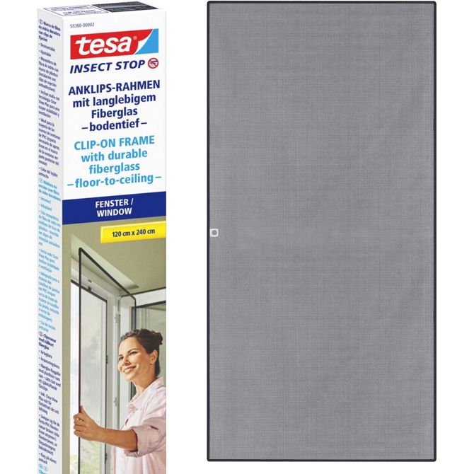Okenska mreža za zaščito pred insekti Tesa Insect Stop 55360-00002-00 (Š x V) 1.2 m x 2.4 m, antracitna - 1 kos