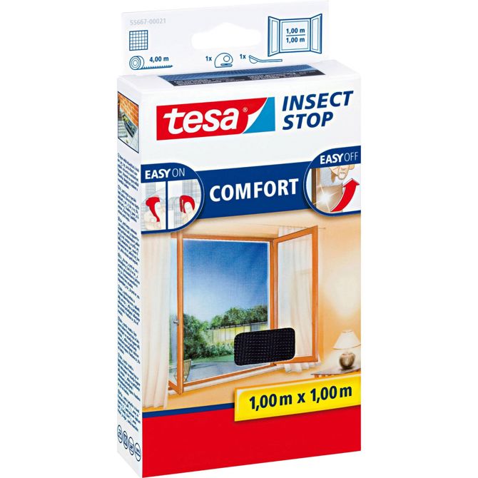 TESA tesa® Mreža proti mrčesu Comfort za okna (D x Š) 1 m x 1 m antracitna 55667-21 tesa® Insect Stop COMFORT