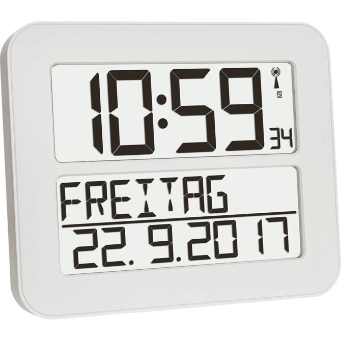 TFA Dostmann 60.4512.02 radijska stenska ura 258 mm x 212 mm x 30 mm bela, črna velik zaslon