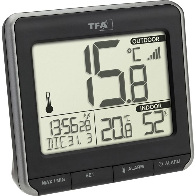 TFA Dostmann PRIO brezžični digitalni termometer črna, bela 30.3069.01