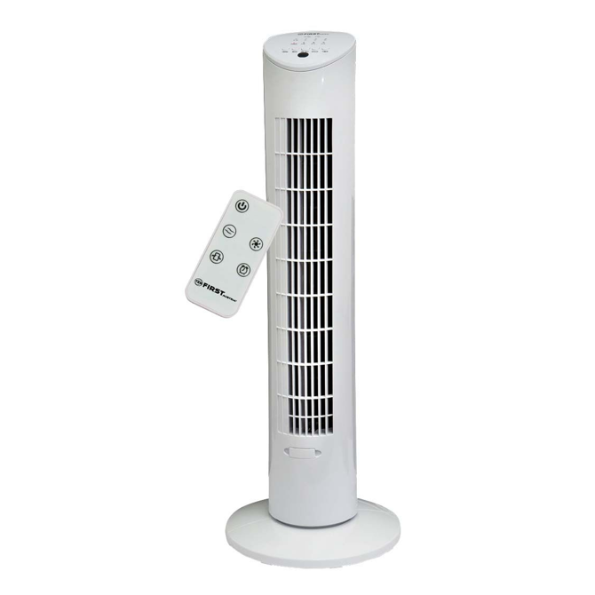 Ventilator stoječi FIRST, 79cm, timer, upravljalec, bela barva