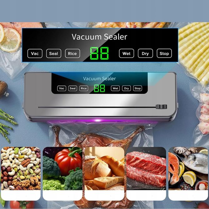 Aparat za vakuumiranje Dexxer, 140 W, LCD zaslon, vgrajen rezalnik, 5 načinov, širina tesnjenja 30 cm 6