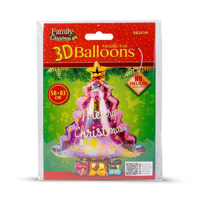 3D Božični balon - alu folija - božično drevo - 58 x 83 cm 3