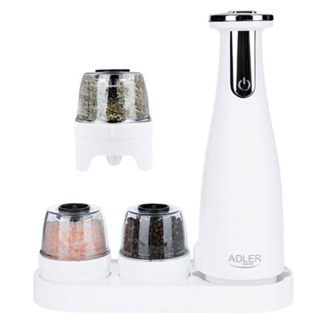Adler AD4449W Električni mlin za sol in poper -set 3brusilniki -USB bel 3